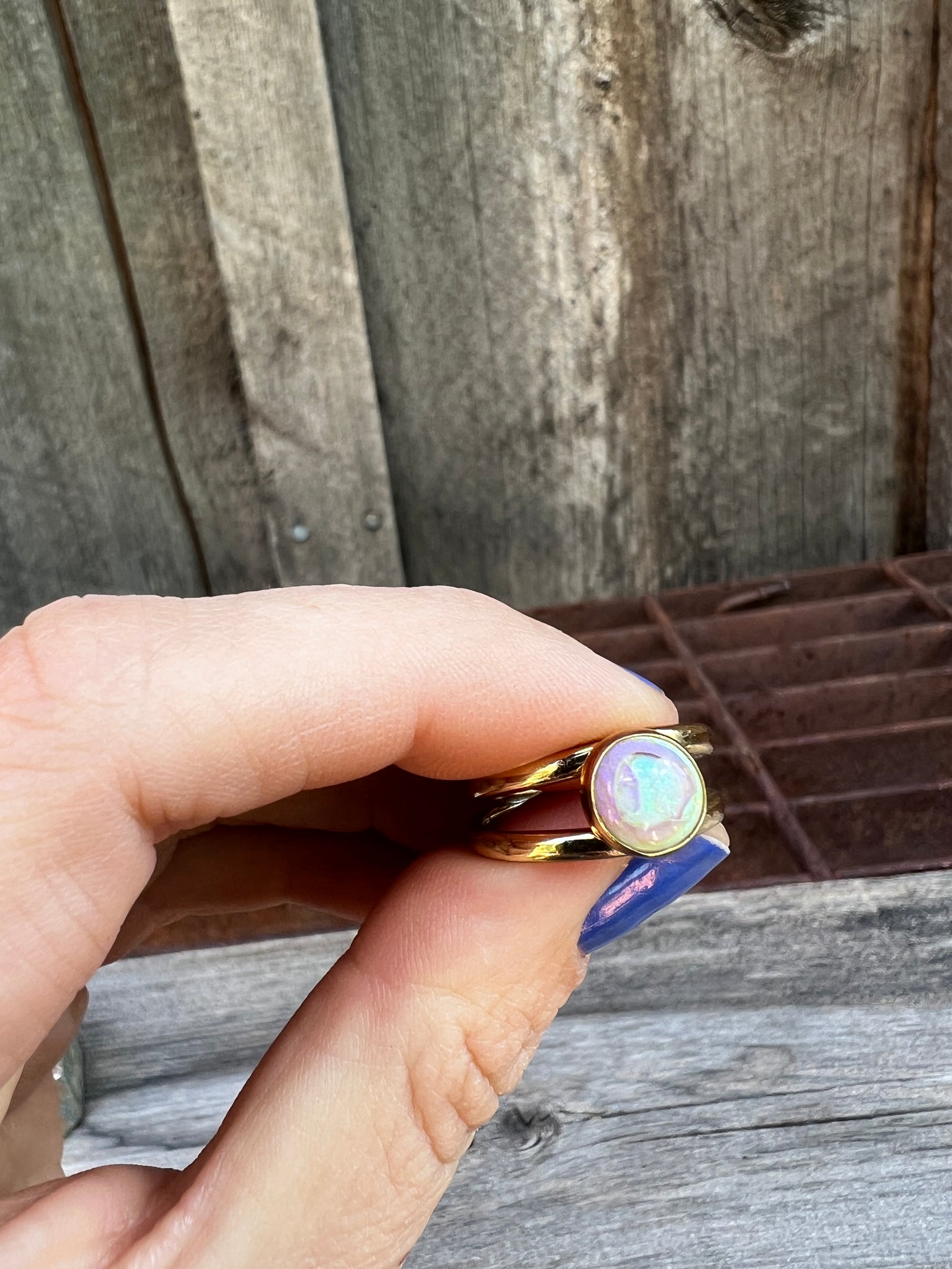 Sterling Opal Double Band Ring in Gold Alchemia #111