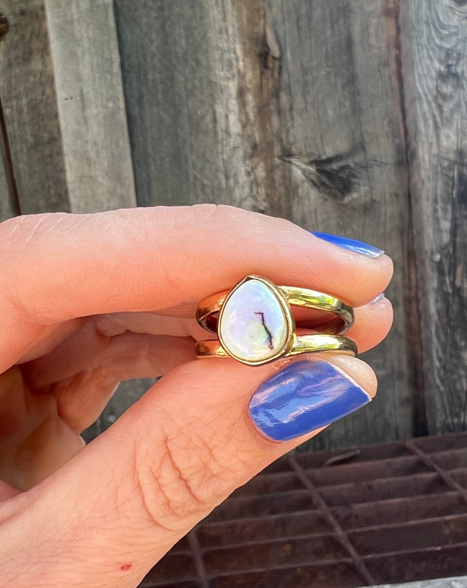 Sterling Opal Double Band Ring in Gold Alchemia #112