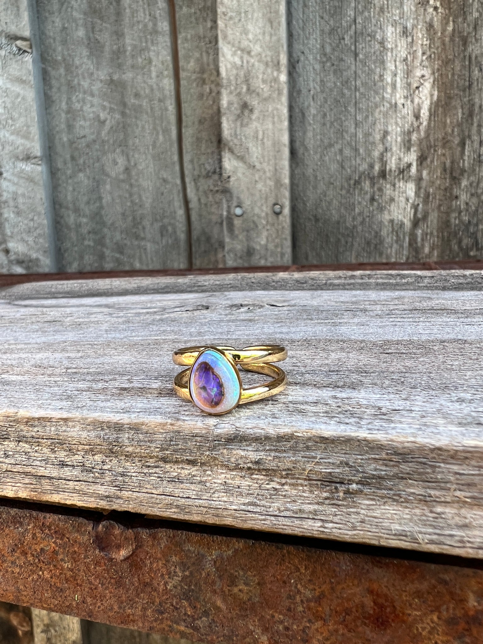 Sterling Opal Double Band Ring in Gold Alchemia #113