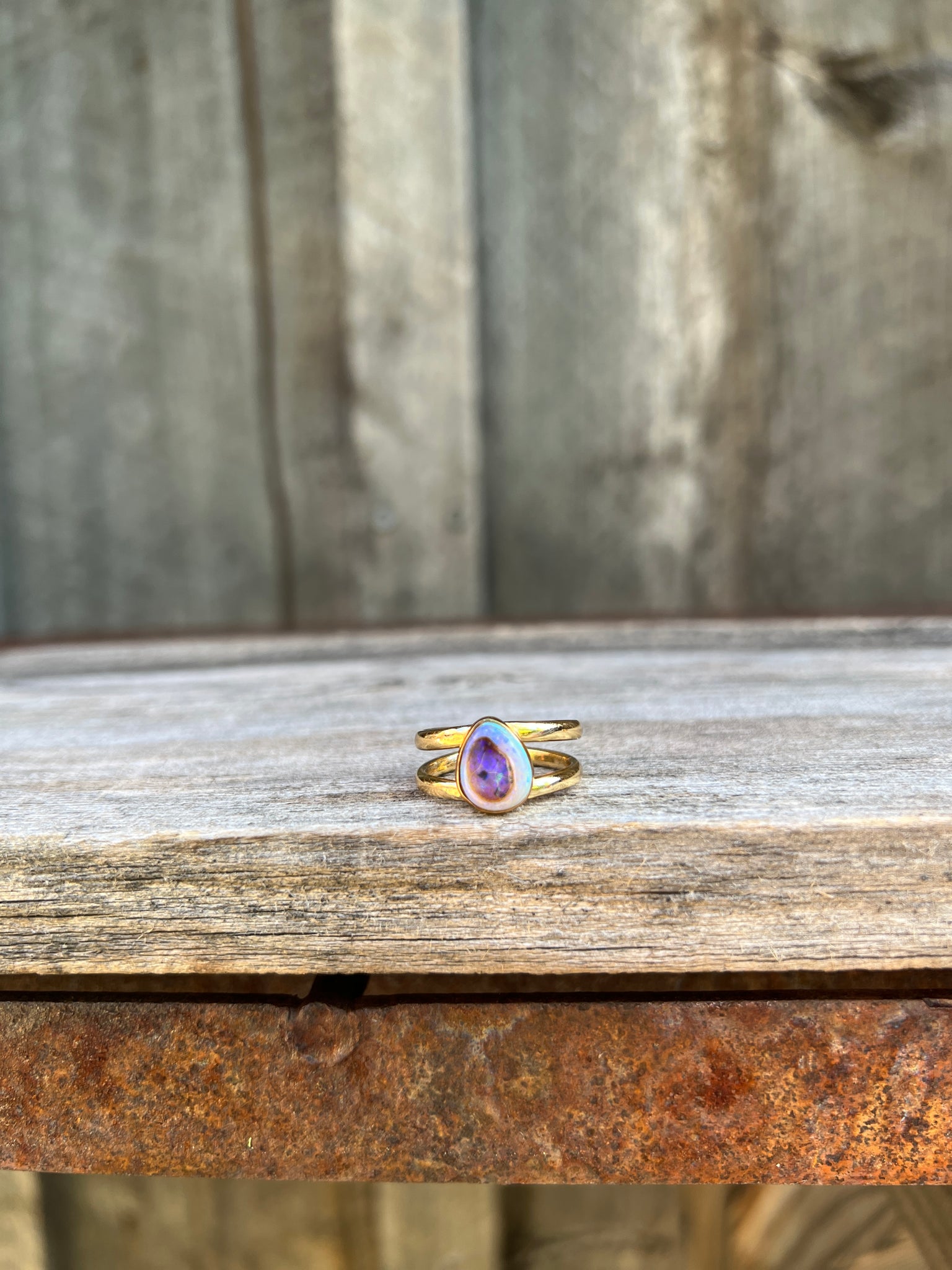 Sterling Opal Double Band Ring in Gold Alchemia #113