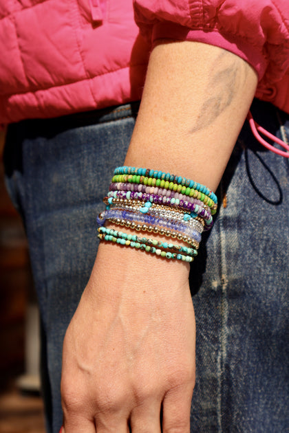 Winter Thaw  Gaspiete & Gold Fill Bead Stretch Bracelet