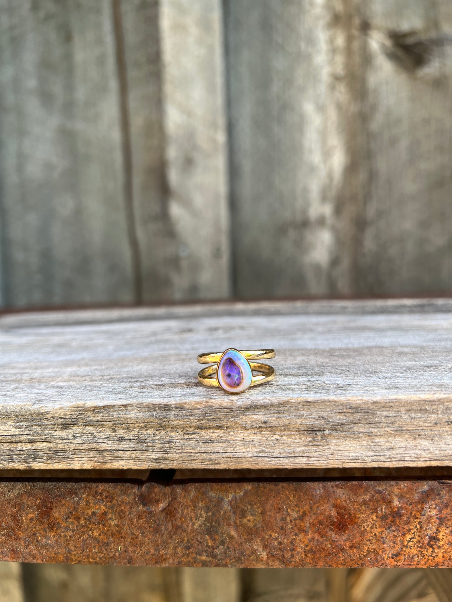 Sterling Opal Double Band Ring in Gold Alchemia #113