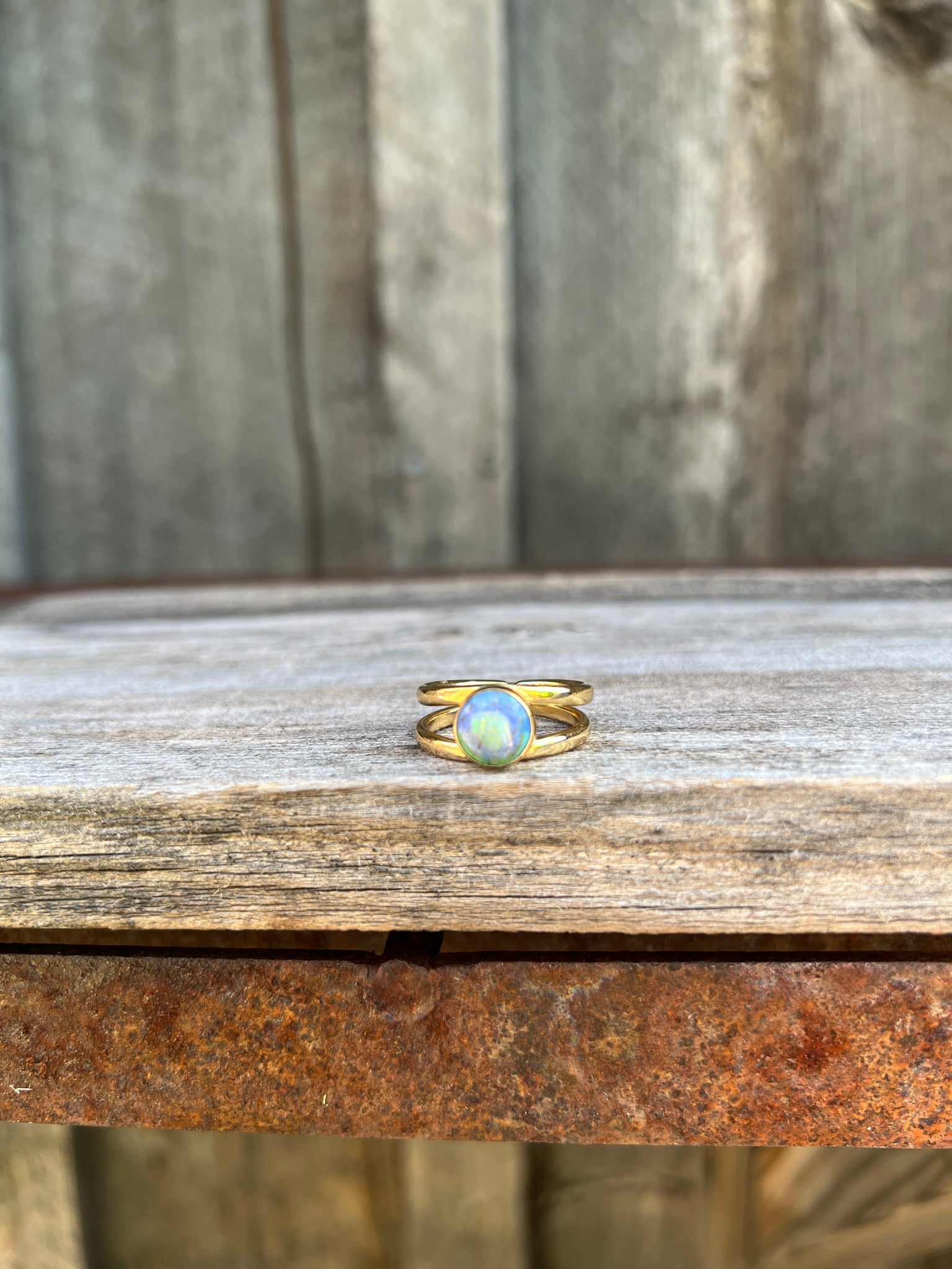 Sterling Opal Double Band Ring in Gold Alchemia #114