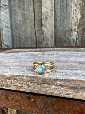 Sterling Opal Double Band Ring in Gold Alchemia #114