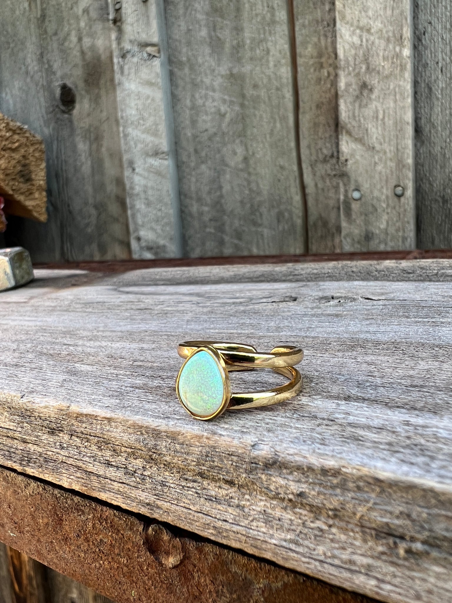 Sterling Opal Double Band Ring in Gold Alchemia #115