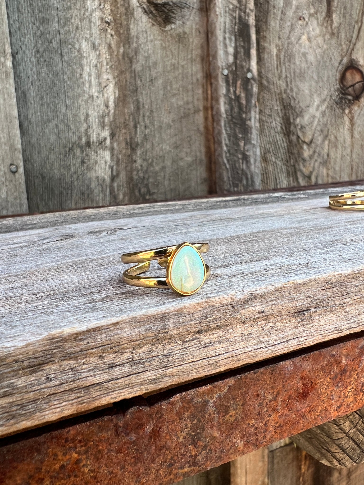 Sterling Opal Double Band Ring in Gold Alchemia #115