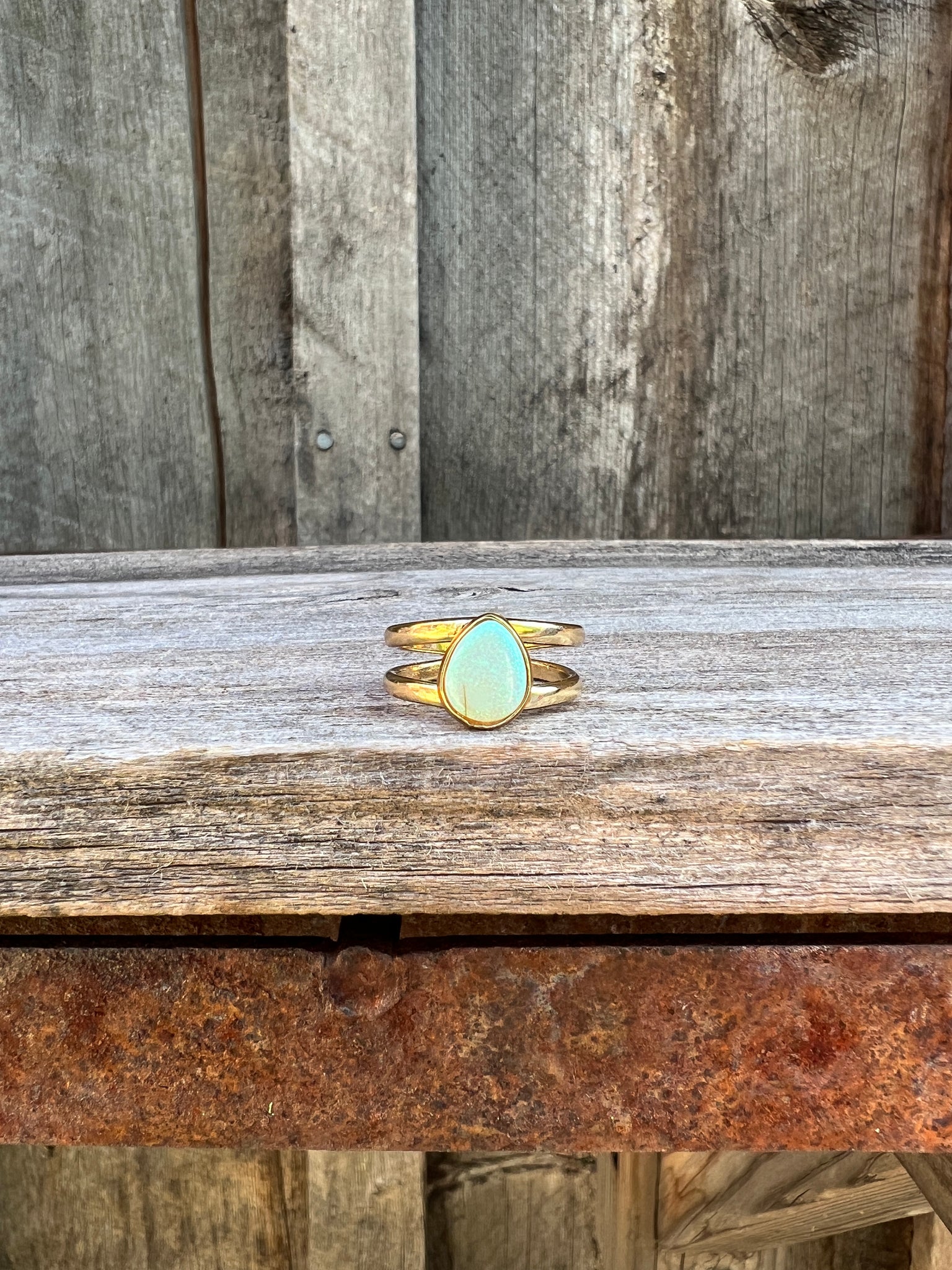 Sterling Opal Double Band Ring in Gold Alchemia #115