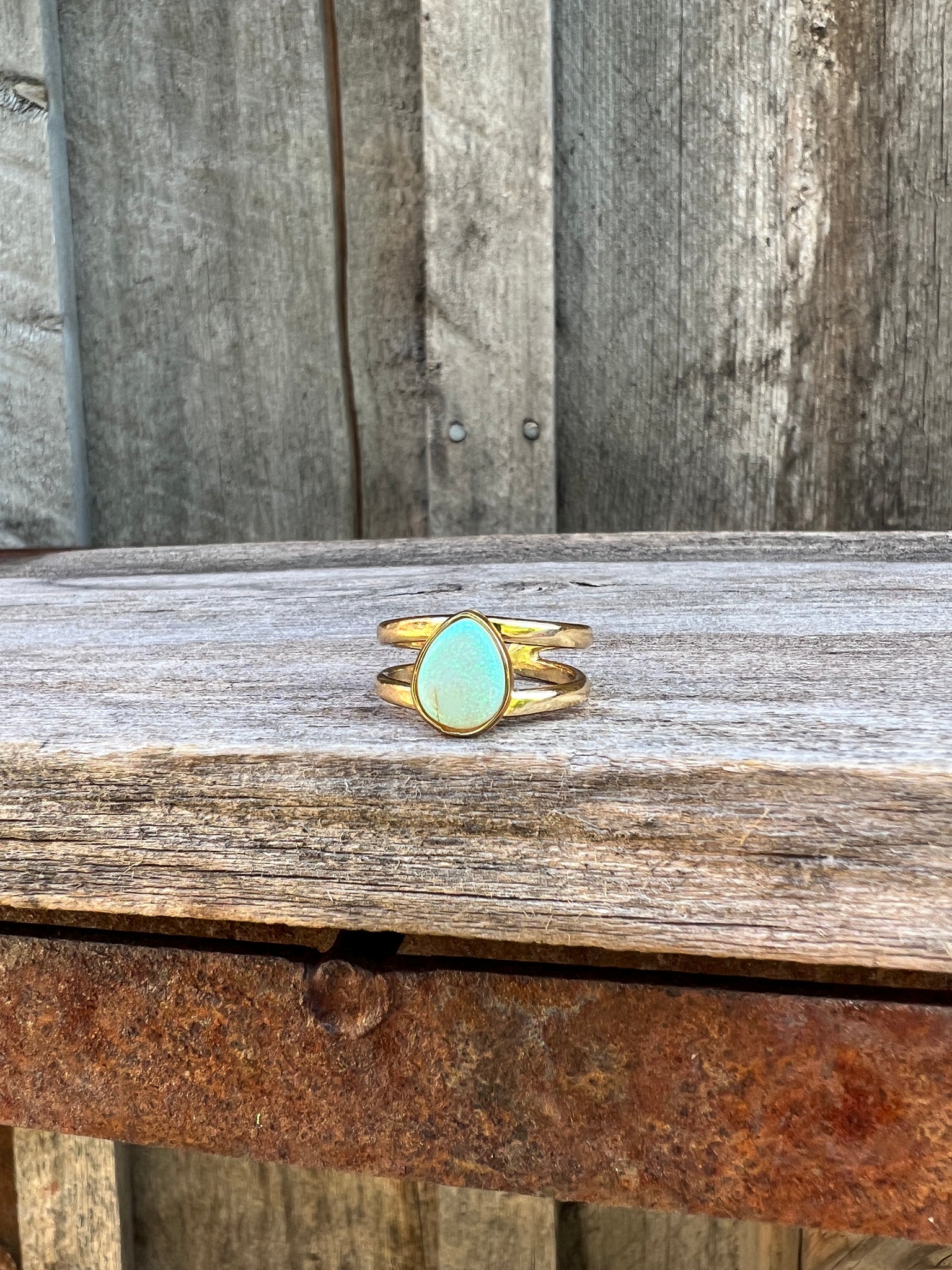 Sterling Opal Double Band Ring in Gold Alchemia #115