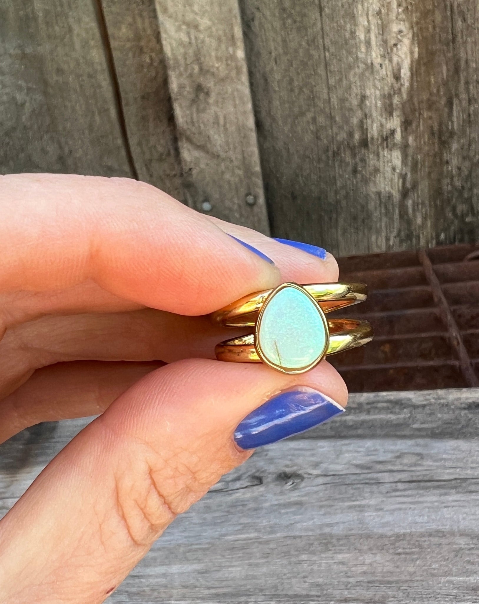 Sterling Opal Double Band Ring in Gold Alchemia #115