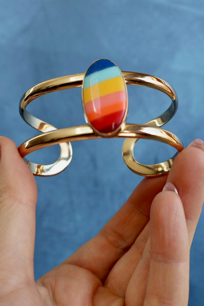 Rainbow Vintage Pool Ball Stripe Cuff Bracelet