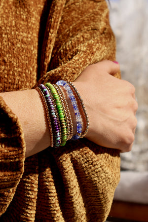 Winter Thaw  Gold Fill Beaded Stretch Bracelet for Layering & Stacking