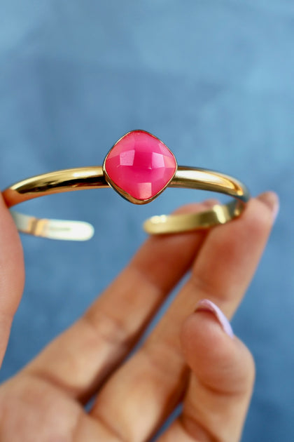 Hot Pink Quartz Cuff Bracelet