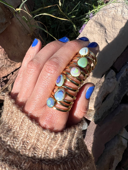 Sterling Opal Double Band Ring in Gold Alchemia