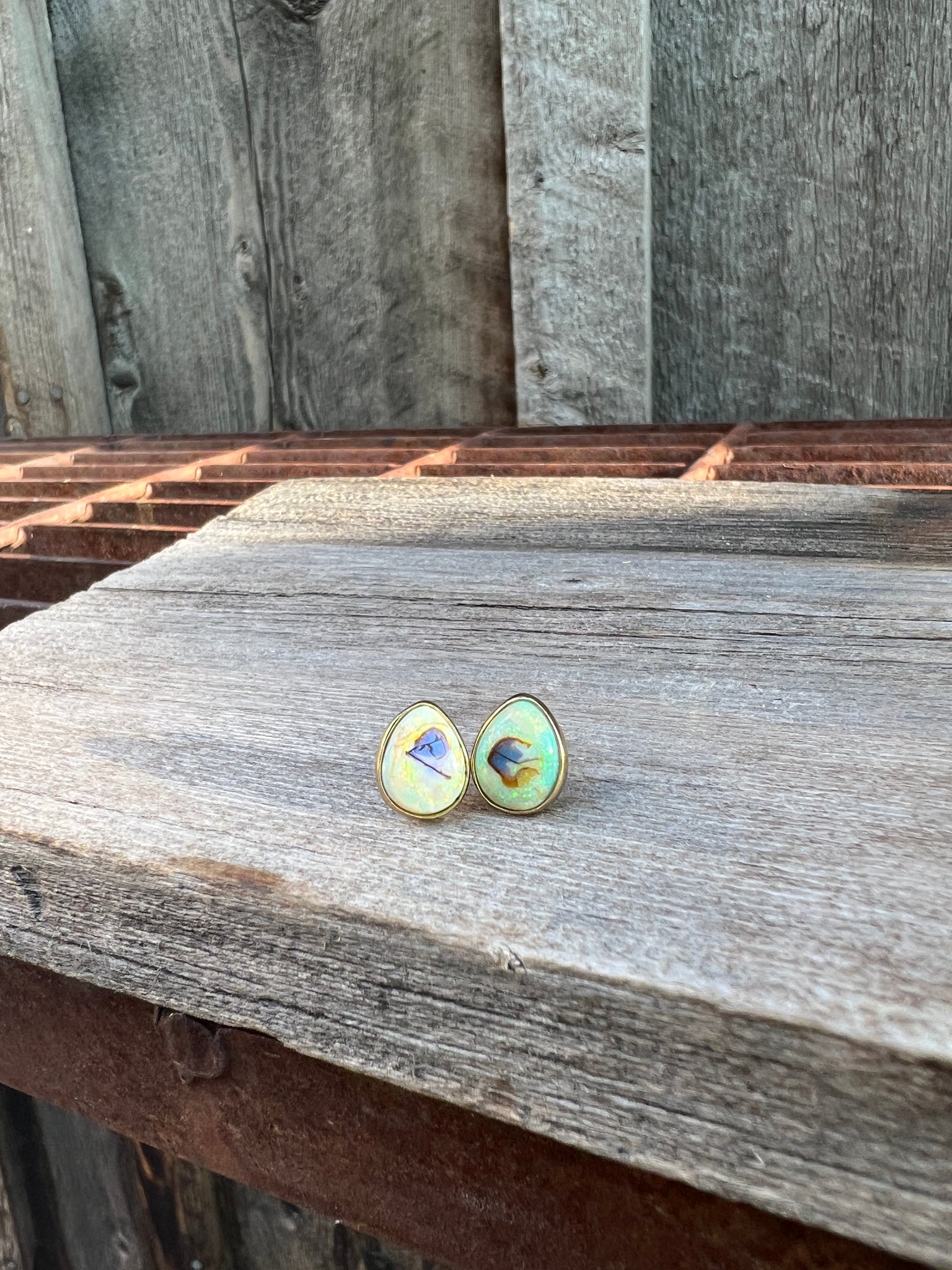 Sterling Opal Stud in Gold Alchemia #116