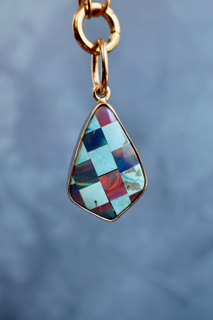 Aurora Opal Checkerboard Pendant Charm