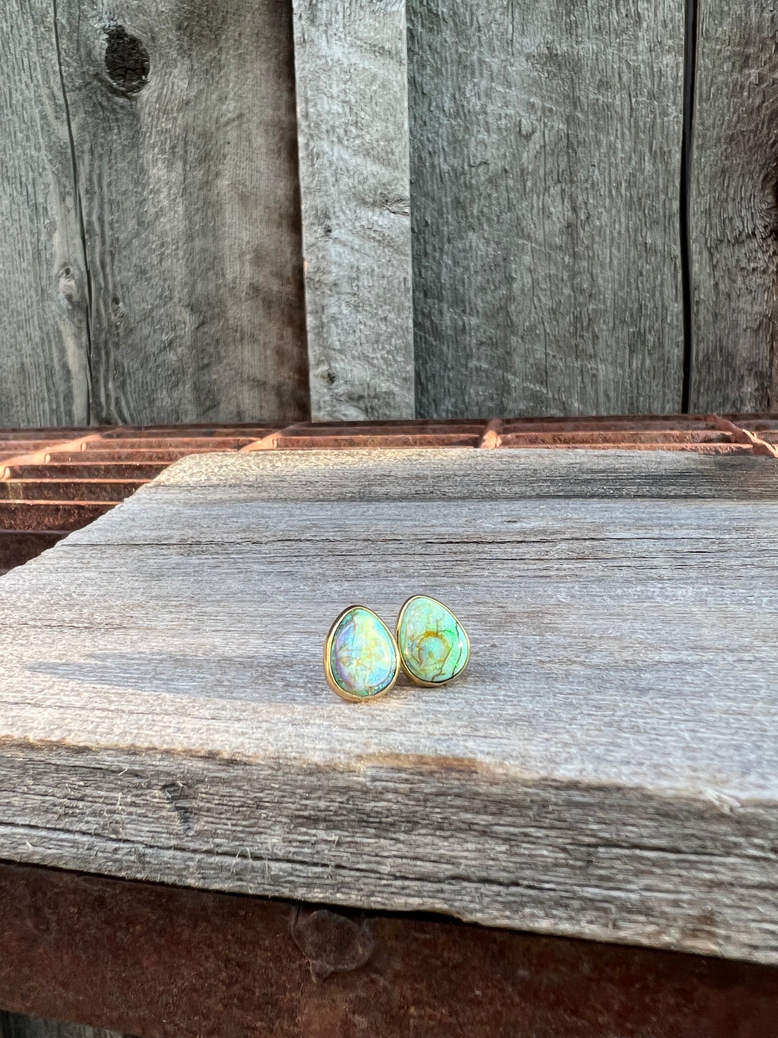 Sterling Opal Stud in Gold Alchemia #118
