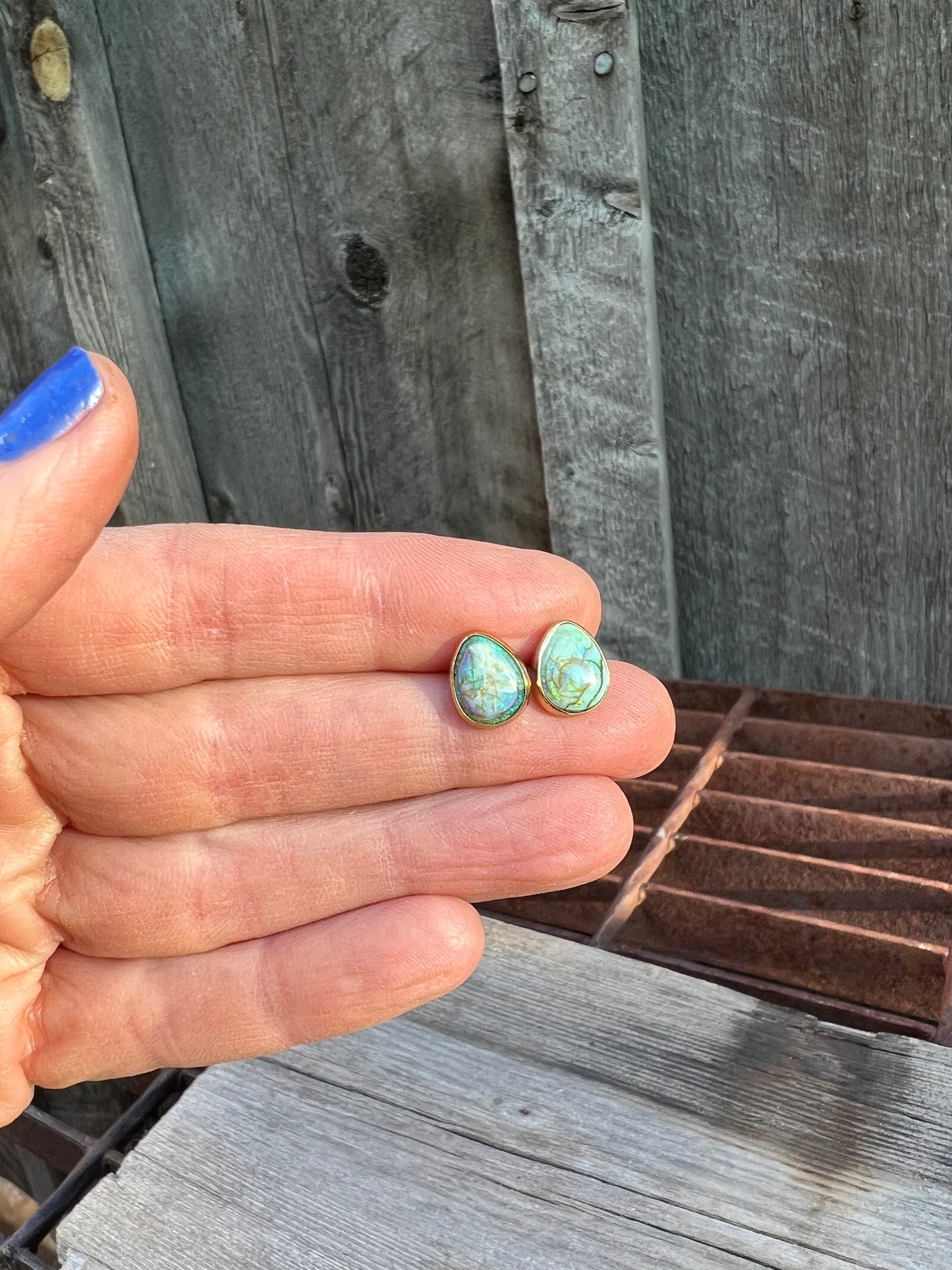 Sterling Opal Stud in Gold Alchemia #118