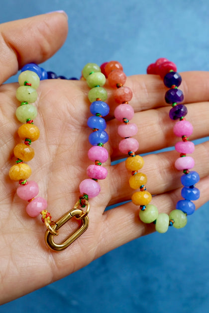 Charm Clasp Rainbow Knotted Necklace