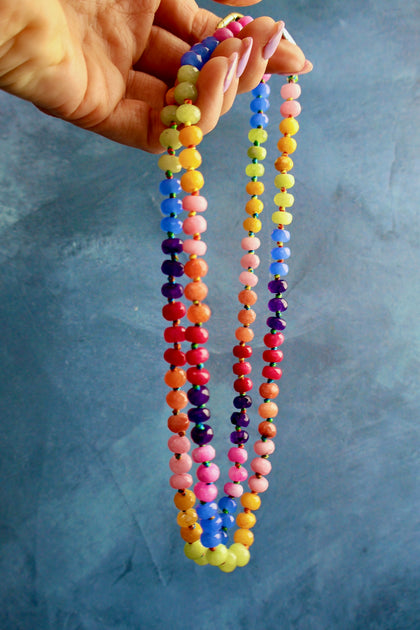 Charm Clasp Rainbow Knotted Necklace