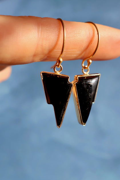 Black Onyx Lightning Bolt Earring