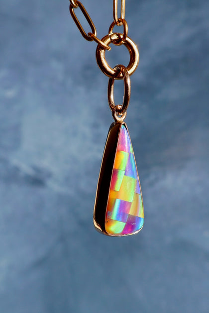 Aurora Opal Checkerboard Pendant Charm