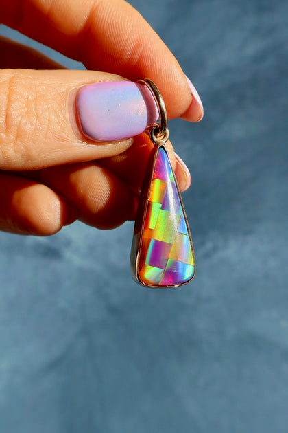 Aurora Opal Checkerboard Pendant Charm