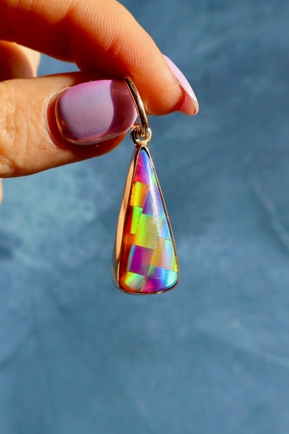 Aurora Opal Checkerboard Pendant Charm