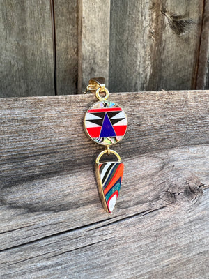 Colorful inlay necklace with Fordite #159