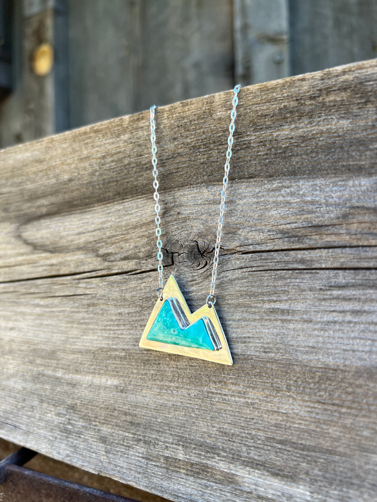 Mountain Necklace with Turquoise and Sterling Silver #163