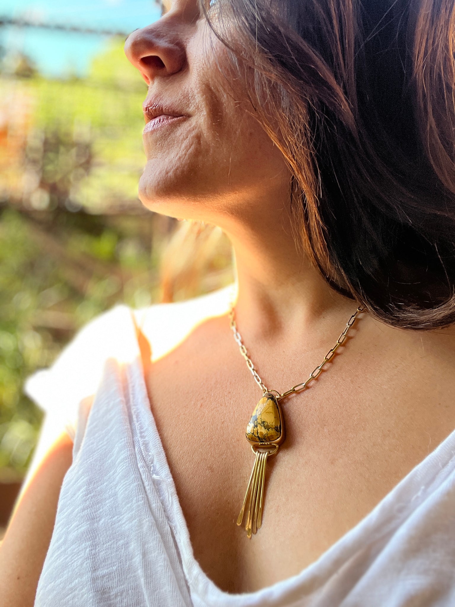 Yellow Cloud Mountain Fringe Necklace in Gold Alchemia  #166