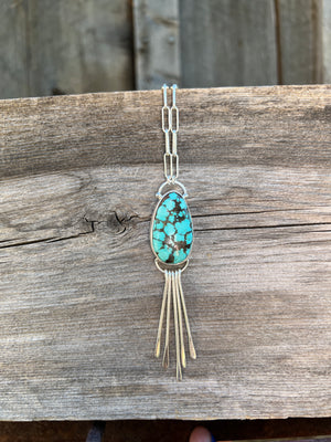 Fringe Necklace Cloud Mountain Turquoise and Sterling Silver #165