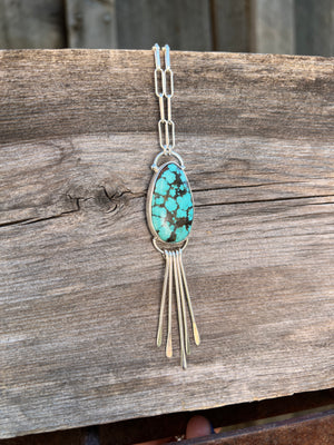 Fringe Necklace Cloud Mountain Turquoise and Sterling Silver #165