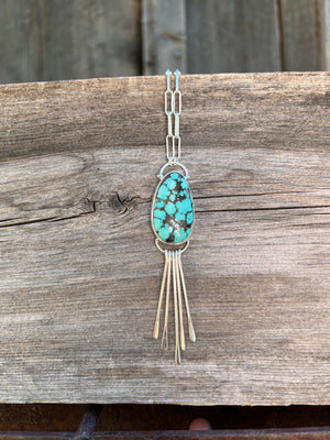 Fringe Necklace Cloud Mountain Turquoise and Sterling Silver #165