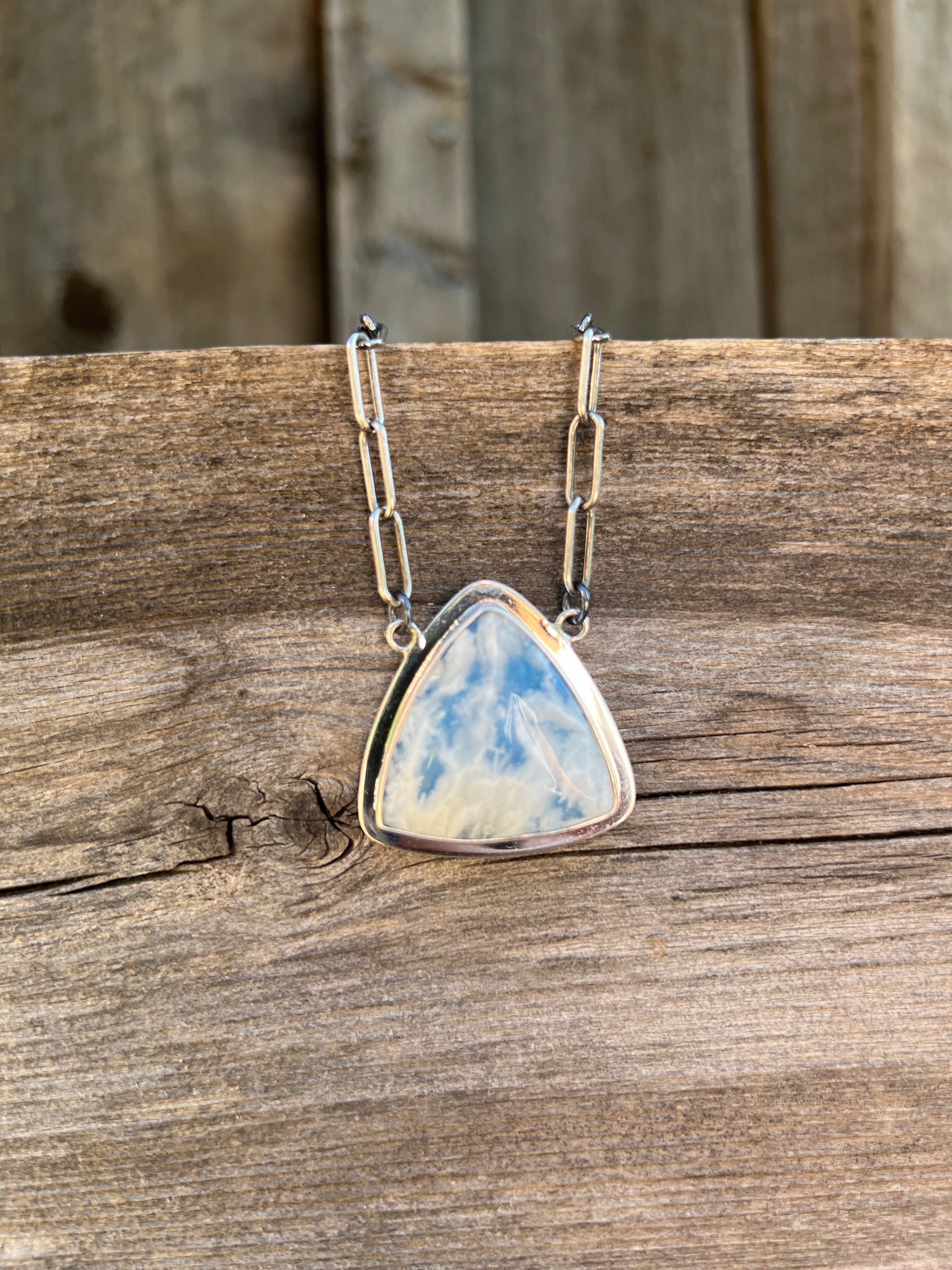 Cloud Plume Agate necklace in Sterling Silver #168