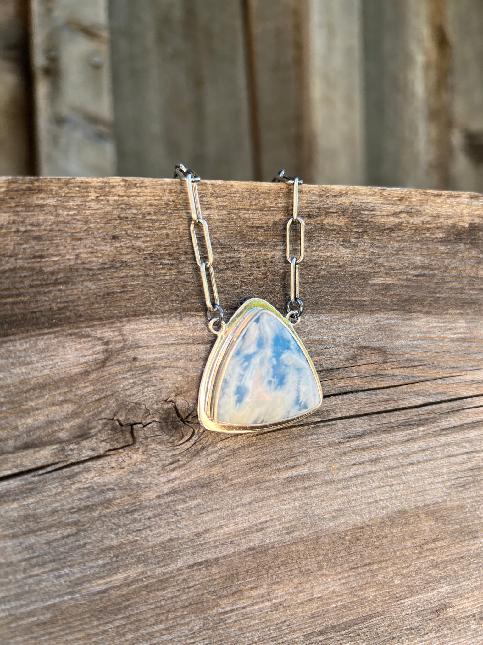 Cloud Plume Agate necklace in Sterling Silver #168