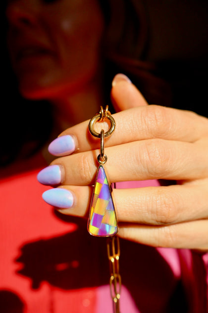Aurora Opal Checkerboard Pendant Charm