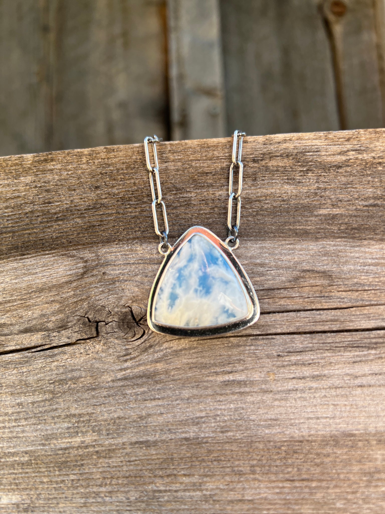 Cloud Plume Agate necklace in Sterling Silver #168