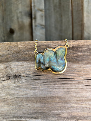 Labradorite Carved Snake necklace in Gold Alchemia #169