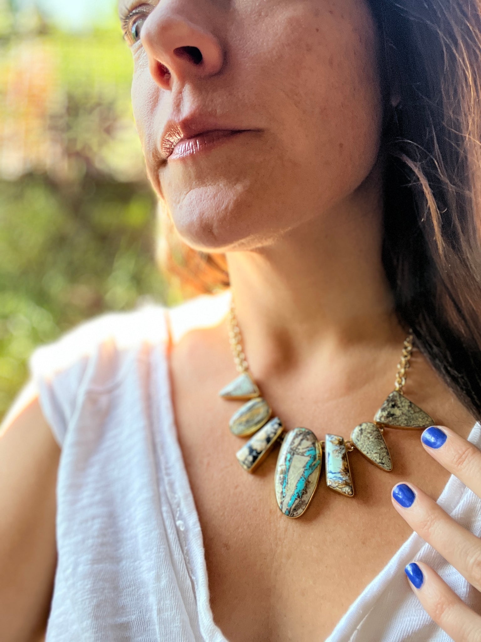 Cloud Mountain Turquoise Spectrum Necklace in Gold Alchemia #171