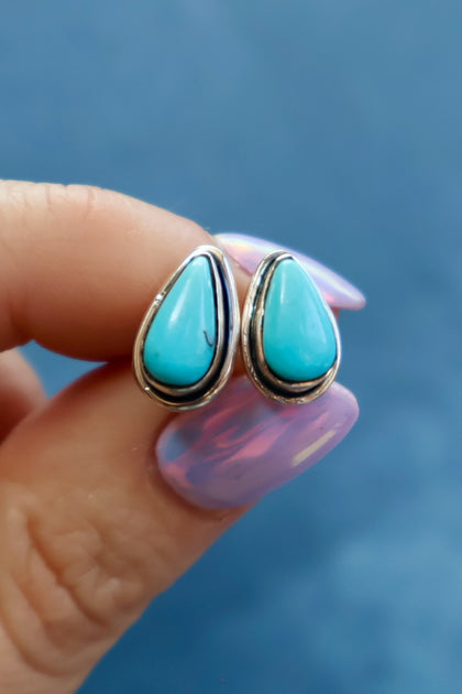 Sterling Silver & Kingman Turquoise Studs
