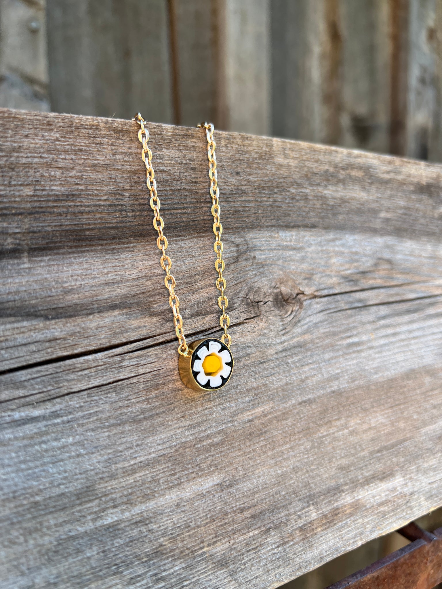 Tiny Millefiori Glass Flower in Gold Alchemia #175