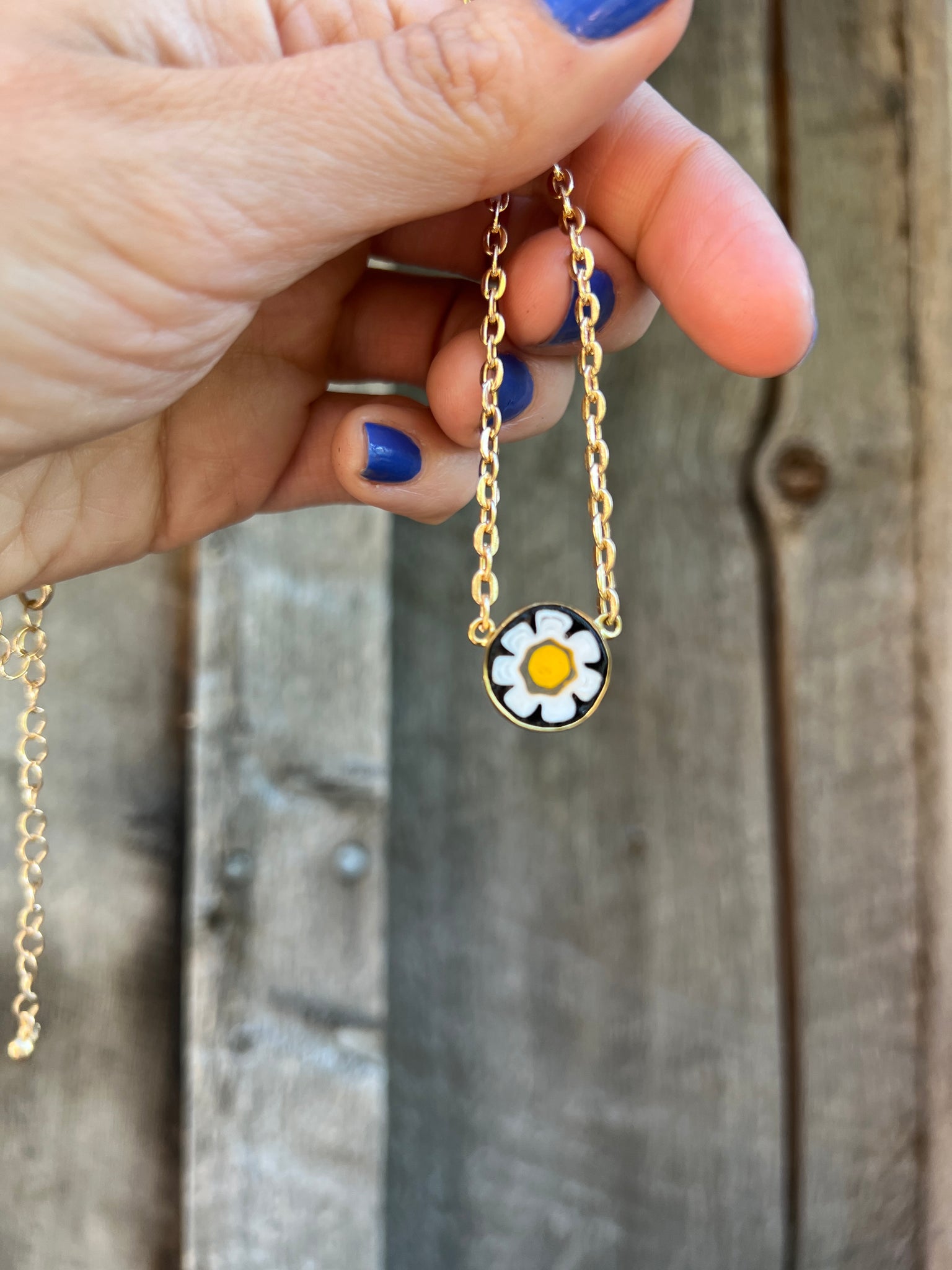 Tiny Millefiori Glass Flower in Gold Alchemia #175