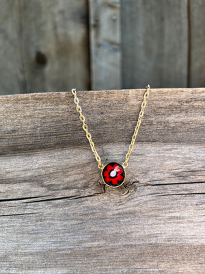 Tiny Millefiori Glass Flower in Gold Alchemia #176