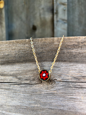 Tiny Millefiori Glass Flower in Gold Alchemia #176
