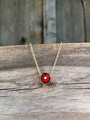 Tiny Millefiori Glass Flower in Gold Alchemia #176