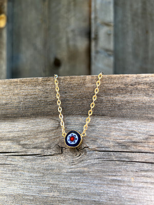 Tiny Millefiori Glass Flower in Gold Alchemia #174