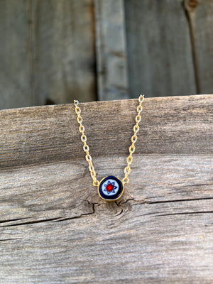Tiny Millefiori Glass Flower in Gold Alchemia #174