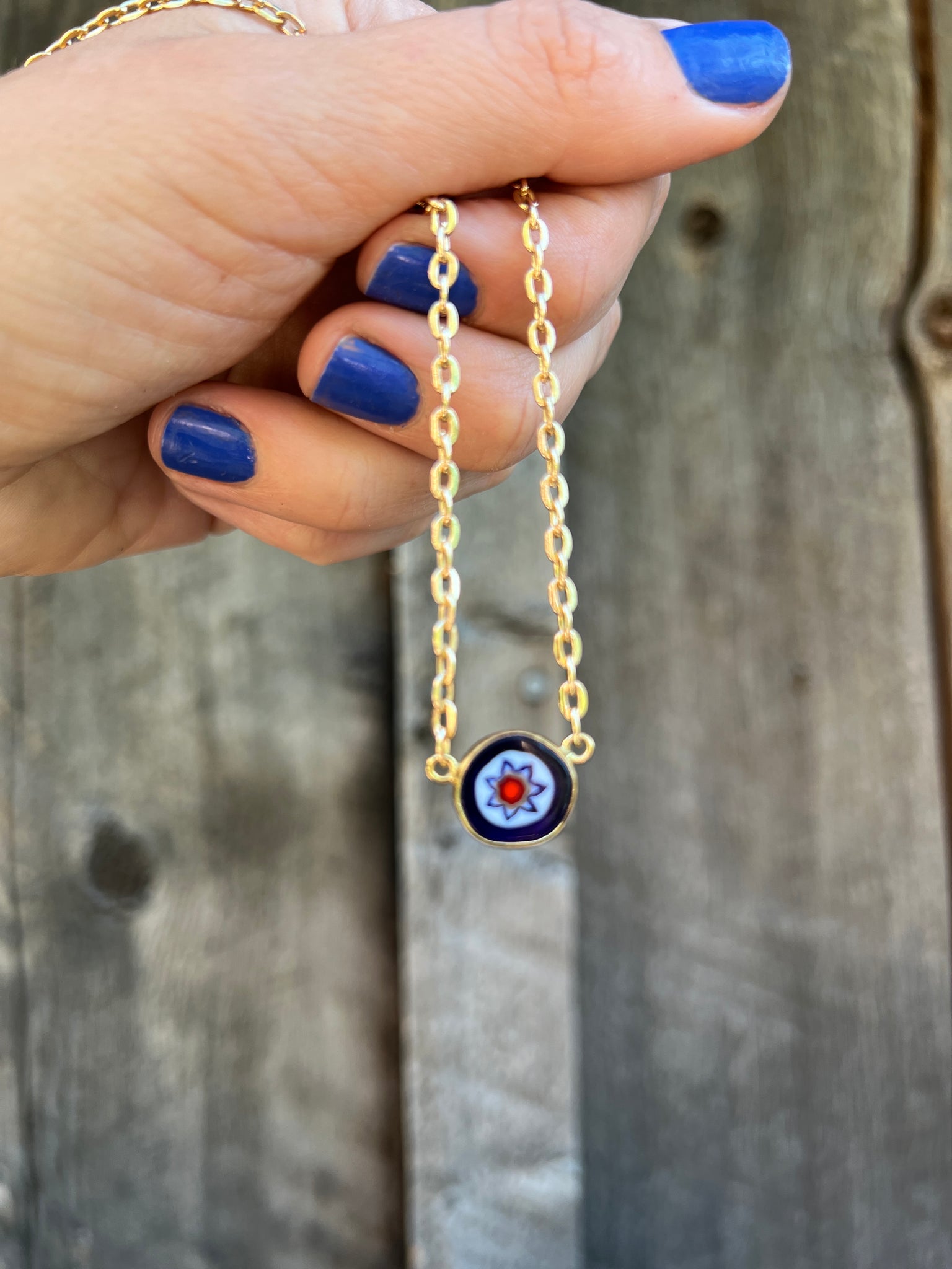 Tiny Millefiori Glass Flower in Gold Alchemia #174