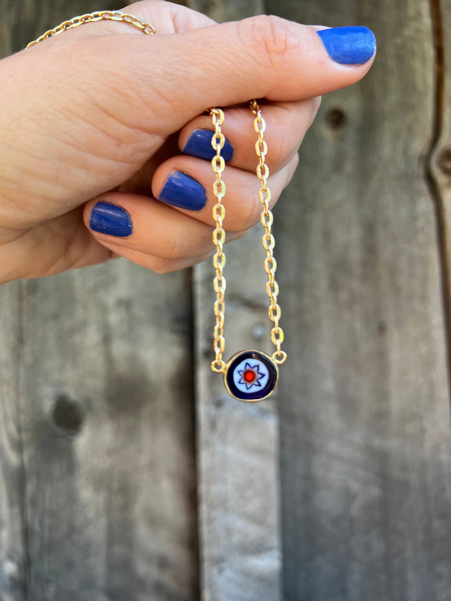 Tiny Millefiori Glass Flower in Gold Alchemia #174