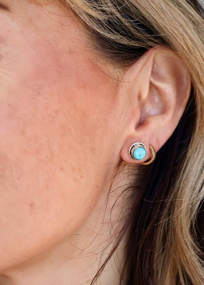 Sterling SIlver & Kingman Turquoise Studs